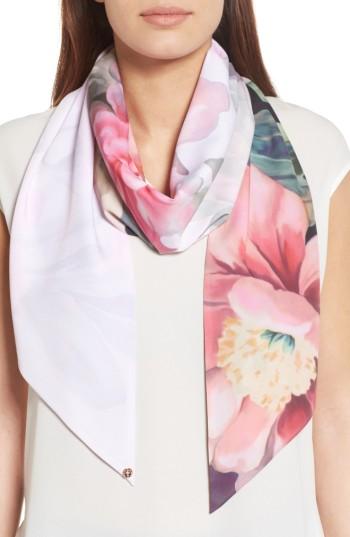 Women's Ted Baker London Painted Posie Silk Scarf, Size - Pink