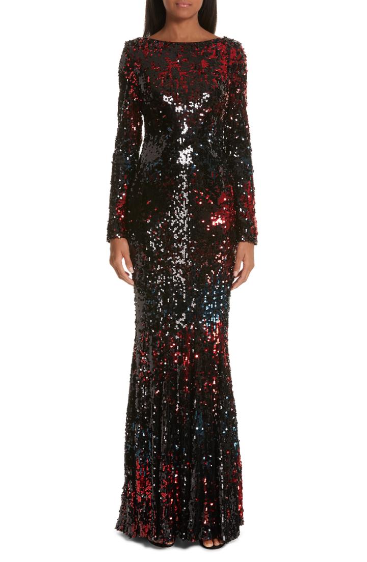 Women's Talbot Runhof Vulcano Sequin Gown - Black