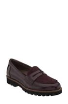 Women's Earthies Braga Leather & Genuine Calf Hair Loafer .5 M - Burgundy