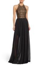 Women's Dress The Population Farah Halter Gown, Size - Black