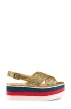 Women's Gucci Glitter Flatform Sandal .5us / 36.5eu - Metallic