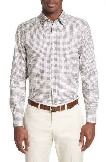 Men's Canali Geo Sport Shirt, Size - Beige