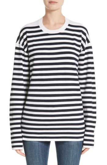 Women's Burberry Passirio Breton Stripe Merino Wool Blend Top - Blue