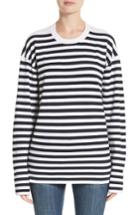 Women's Burberry Passirio Breton Stripe Merino Wool Blend Top - Blue
