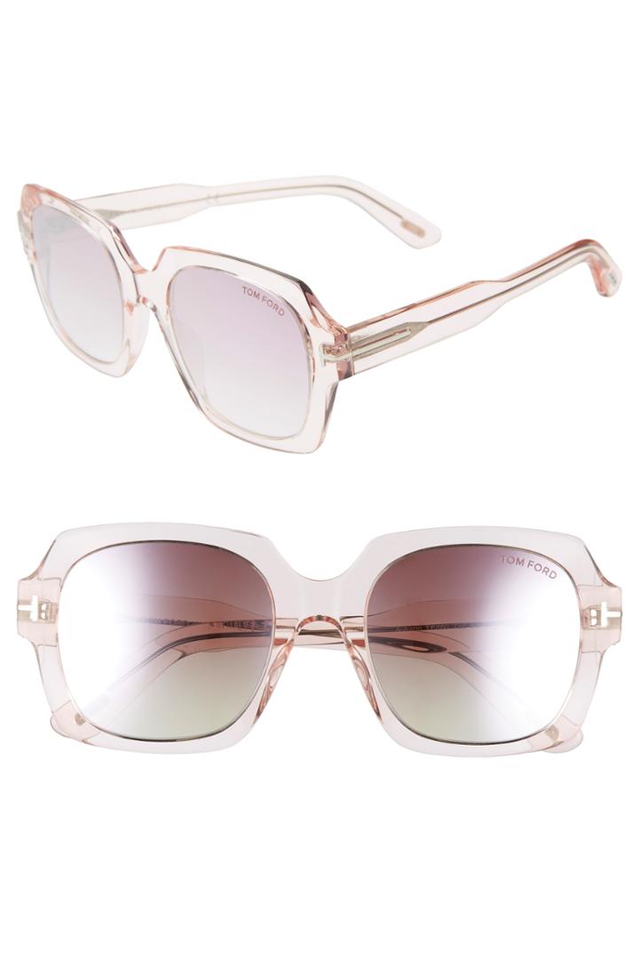 Women's Tom Ford Autumn 53mm Square Sunglasses - Pink/ Gradient Red To Pearl