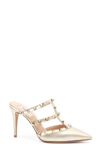 Women's Valentino Garavani Rockstud Cage Mule Us / 35eu - Metallic
