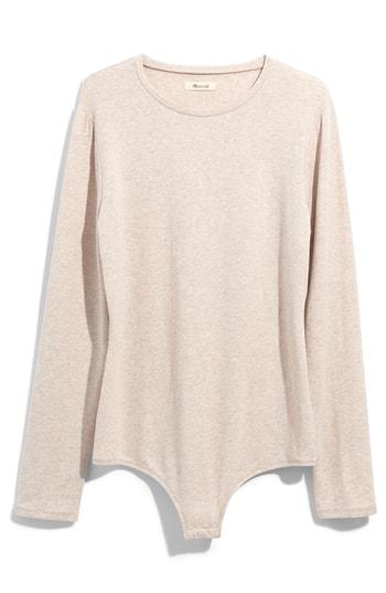 Women's Madewell Crewneck Bodysuit, Size - Grey