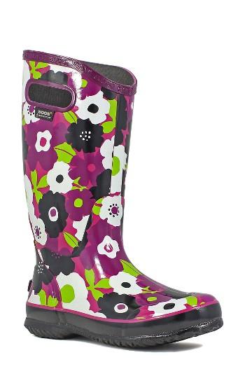 Women's Bogs 'spring Flowers' Graphic Print Waterproof Rain Boot M - Purple