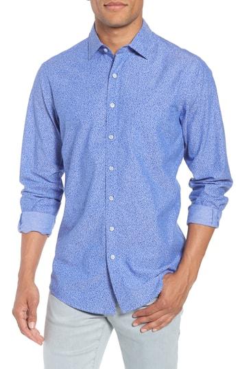 Men's Rodd & Gunn Barrington Print Sport Shirt - Blue/green