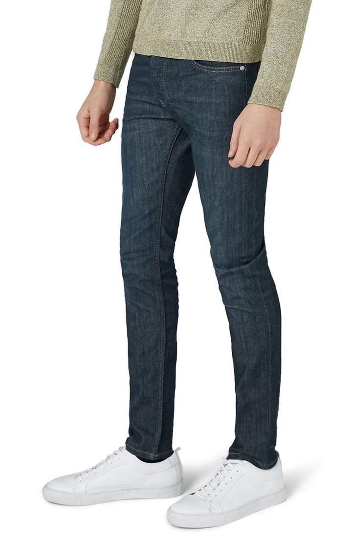 Men's Topman Coated Denim Skinny Jeans X 34 - Blue