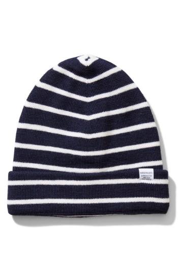 Men's Norse Projects Normandie Stripe Wool Knit Cap - Blue