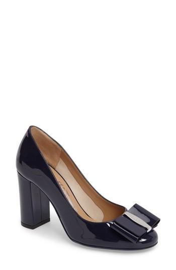 Women's Salvatore Ferragamo Block Heel Bow Pump B - Blue