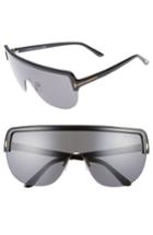 Women's Tom Ford Angus Shield Sunglasses - Shiny Black/ Smoke