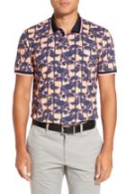 Men's Ted Baker London Palm Print Polo (m) - Pink