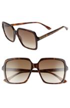 Women's Gucci 56mm Square Sunglasses - Dk Havana/cry/brown Gradient
