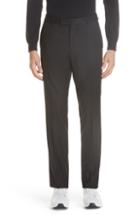 Men's Z Zegna Flat Front Solid Stretch Wool Trousers R - Black