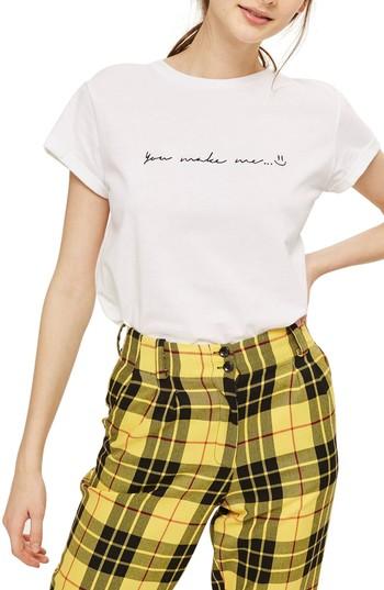 Women's Topshop You Make Me Smile T-shirt Us (fits Like 0) - White
