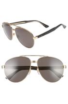 Women's Gucci 61mm Aviator Sunglasses - Gold/ Grey