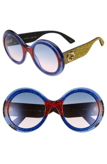 Women's Gucci 53mm Round Sunglasses - Multi/ Blue
