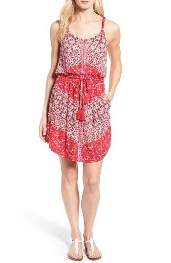 Women's Lucky Brand Nora Drawstring Print Knit Dress - Pink