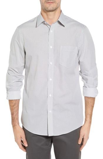Men's Nordstrom Men's Shop Regular Fit Non-iron Print Sport Shirt, Size - Black