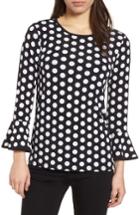Women's Michael Michael Kors Simple Dots Flare Sleeve Top - Black