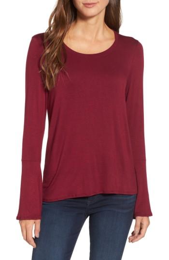 Women's Michael Stars Bell Sleeve Tee, Size - Burgundy