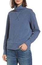 Women's Madewell Garment Dyed Funnel Neck Sweatshirt, Size - Blue