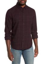 Men's Bonobos Slim Fit Plaid Brushed Twill Sport Shirt R - Burgundy