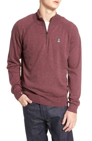 Men's Psycho Bunny Donegal Quarter Zip Pullover, Size - Burgundy