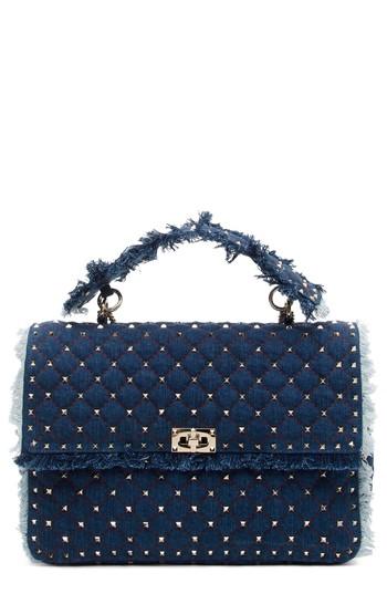 Valentino Garavani Maxi Rockstud Spike Denim Shoulder Bag - Blue