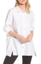 Women's Eileen Fisher Stretch Organic Cotton Swing Shirt - White