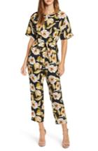 Women's Leith Belted Floral Jumpsuit, Size - Black