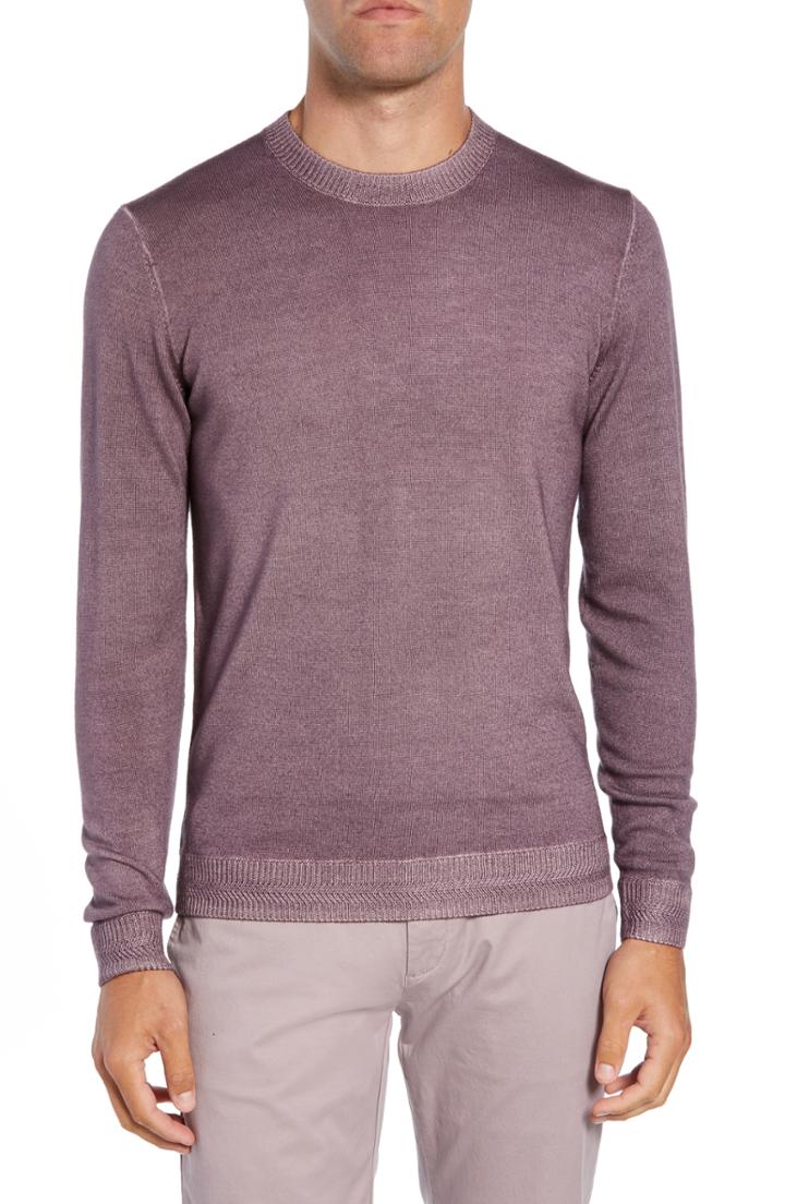 Men's Ted Baker London Newabtt Garment Dyed Wool Sweater (l) - Purple