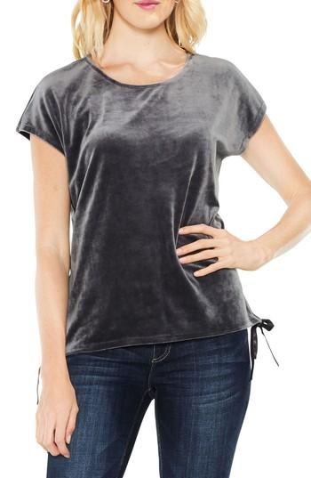 Women's Vince Camuto Side Tie Velour Top - Grey