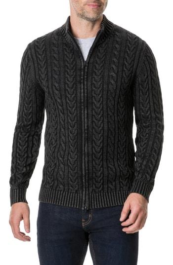 Men's Rodd & Gunn Northope Cable Zip Cardigan, Size - Grey