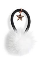 Jocelyn Genuine Mink Pom Ponytail Holder, Size - White