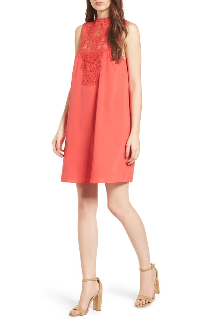 Women's Chelsea28 Lace Yolk Shift Dress - Red