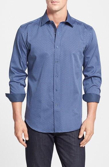 Men's Bugatchi Shaped Fit Print Sport Shirt