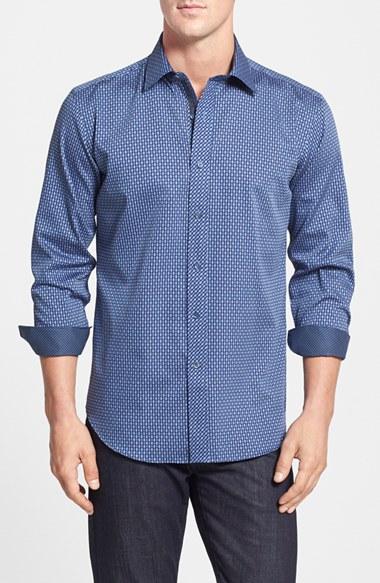 Men's Bugatchi Shaped Fit Print Sport Shirt