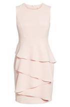 Women's Eliza J Ella Ruffle Cascade Crepe Sheath Dress