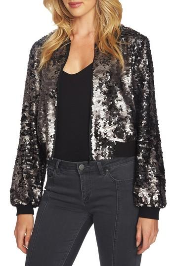 Women's 1.state Sequin Crop Bomber Jacket - Pink