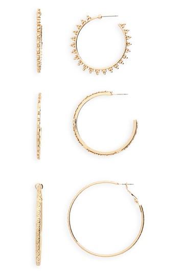 Women's Bp. 3-pack Textured Hoop Earrings