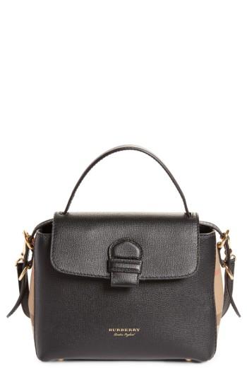 Burberry Small Camberley Leather & House Check Satchel - Black