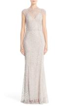 Women's Rachel Gilbert Hand Embellished Cap Sleeve Mermaid Gown