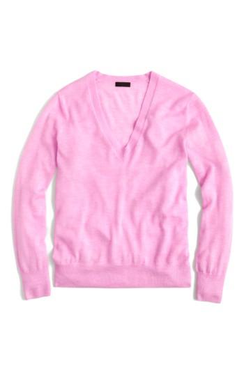 Women's J.crew V-neck Italian Featherweight Cashmere Sweater - Purple