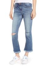 Women's Sp Black Slit Hem Straight Leg Crop Jeans - Blue