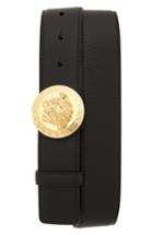 Men's Versace First Line Circular Medusa Leather Belt Eu - Black