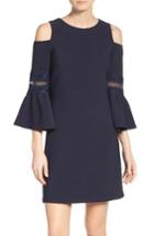 Women's Eliza J Lace Applique Crepe Cold Shoulder Dress