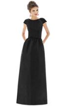 Women's Alfred Sung Cap Sleeve Dupioni Full Length Dress - Black